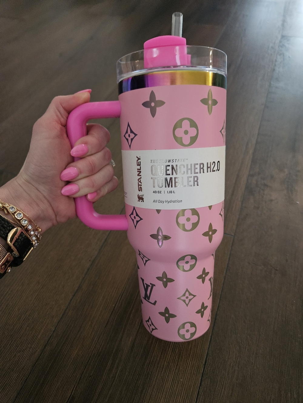 NEW Pink Etched Patterned 40oz Tumbler